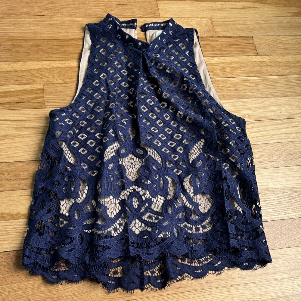 love, Fire Navy Lace Blouse
